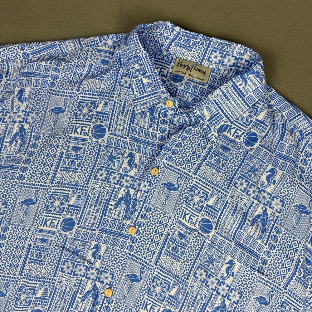 Kenny Flowers Shirt Mens Limtied 3XL Edition Beach Hawaiian Camp Button Up Rayon